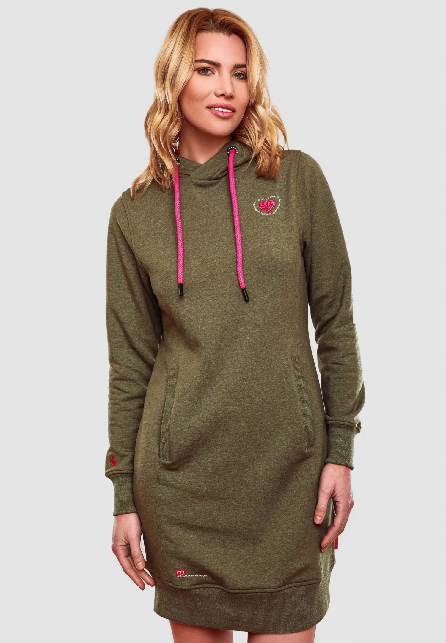 Navahoo Jurk - Dusty Olive Melange 1 Navahoo Jurk - Dusty Olive Melange